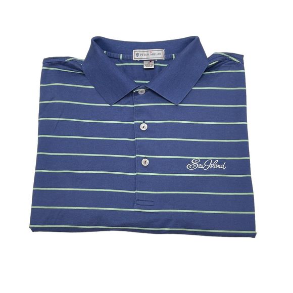 Peter Millar Other - Peter Millar Sea Island Golf Polo Shirt Size Medium Blue Green Striped Stretch